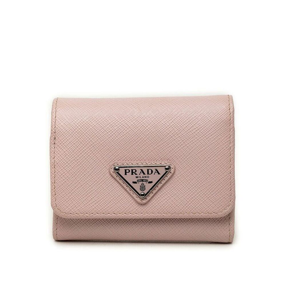 Prada Triangle Logo Plate Tri-fold Wallet